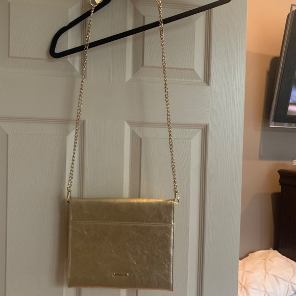 NWOT Rebecca Minkoff Gold Leather iPad Case Shoulder Bag - Picture 6 of 8